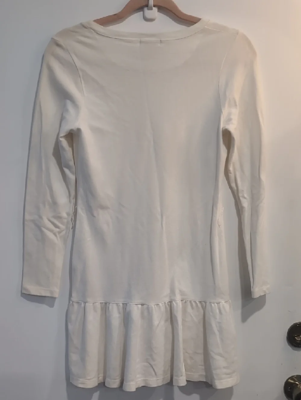Ralph Lauren Girl's XL White Long Sleeve Henley Dress with Ruffled Hem